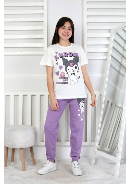 Kız Çocuk Kuromi Desenli %100 Pamuk Pijama Takımı – Yazlık Ev Giyimi fırsatları