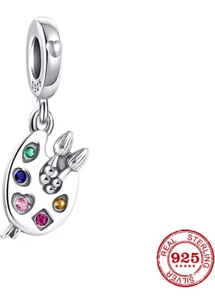 S925 Ressam Paleti Sallantılı Charm