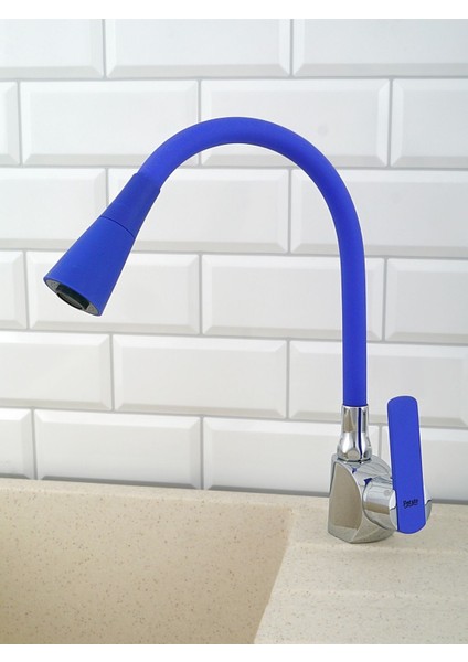 Oynar Başlıklı Çelik Spiral Üzeri Silikon Kaplama Musluk Başlığı Kobra Fonksiyonlu Musluk Mavi modelleri