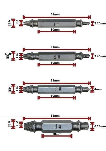 Hasar Görmüş Vida Çıkarıcı 4 Farklı Uç fırsatları