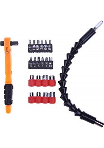 Esnek Bükülebilir Matkap Uçlu 22 Parça Lokma ve Tornavida Seti