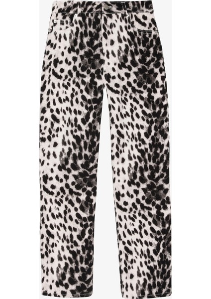 Leopar Desen Pantolon Siyah