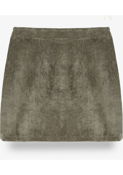 Bağcıklı Kadife Fitilli Mini Etek Haki modelleri