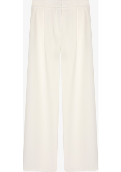 Bol Paça Kumaş Pantolon Ekru