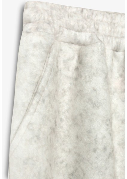 Yıkama Efektli Beli Bağcıklı Bol Paça Eşofman Altı Ekru fiyatları