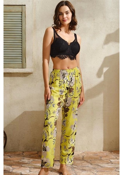 Dokuma Viskon Çiçek Baskılı Dantelli Sabahlık Balenli Desteksiz Dolgusuz Büstiyer Sütyen ve Pantolon Pijama 3'lü Takım fiyatları