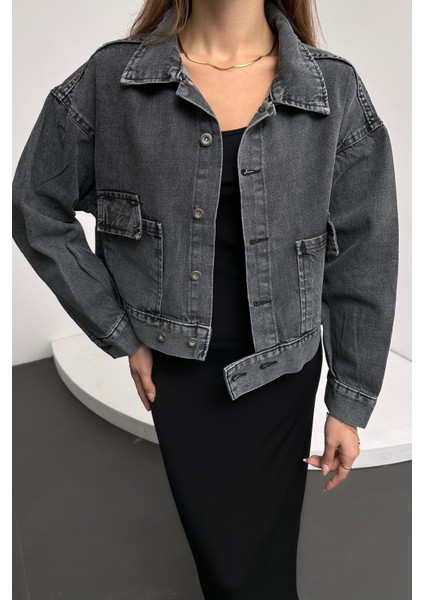 Çift Cep Beli Düğme Detaylı Denim Ceket fiyatları