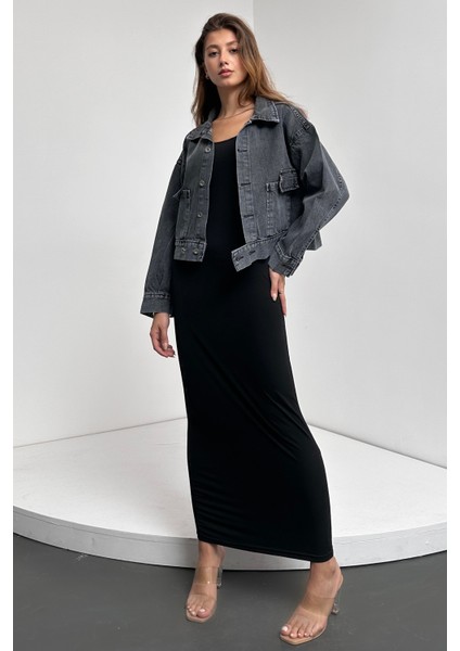 Çift Cep Beli Düğme Detaylı Denim Ceket modelleri