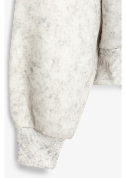 Kapüşonlu Yıkama Efektli Oversize Sweatshirt Ekru fiyatları