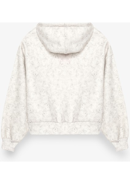 Kapüşonlu Yıkama Efektli Oversize Sweatshirt Ekru modelleri