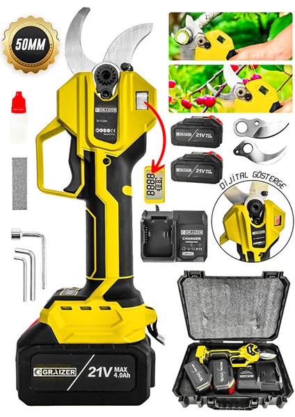 S-55 mm Dijital Kömürsüz Akülü Bağ Dal Ağaç Kesme Biçme Budama Şarjlı Makası Makas Makinesi fiyatları