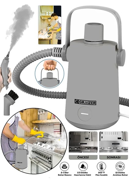 Easyfix Buharlı Temizleyici 100 ml Su Kapasitesi 1000 W Güçle Çok Amaçlı Kullanım