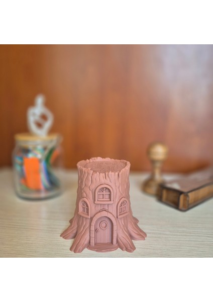 Mini Kütük Ev Biblo – Masalsı Dekoratif Obje, 3D Baskı Modern Tasarım, Ev ve Ofis Süsü indirimleri