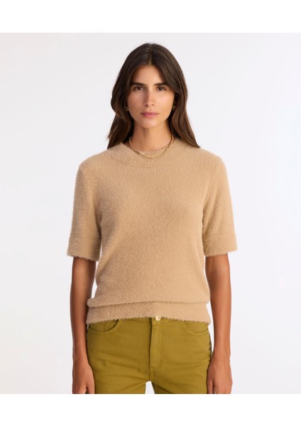 Regular Dik Yaka Kısa Kol Kazak