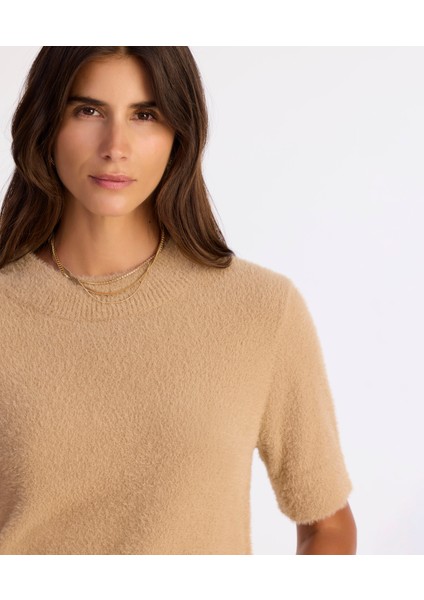 Regular Dik Yaka Kısa Kol Kazak modelleri