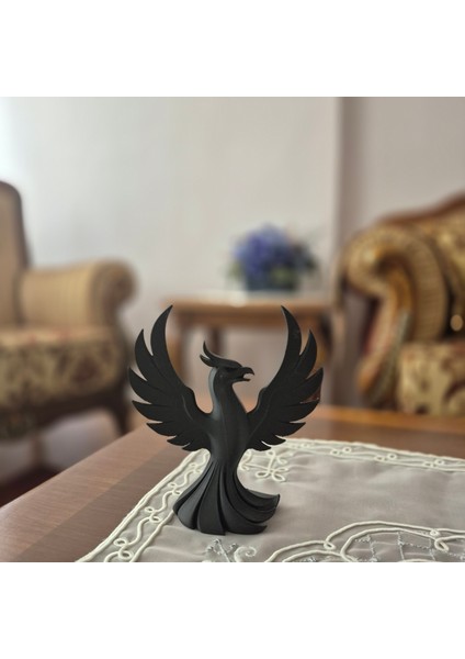 Siyah Anka Kuşu Biblo – Kanatlarını Açmış Dekoratif Figür, Modern 3D Baskı Tasarım, Ev ve Ofis Aksesuarı fiyatları