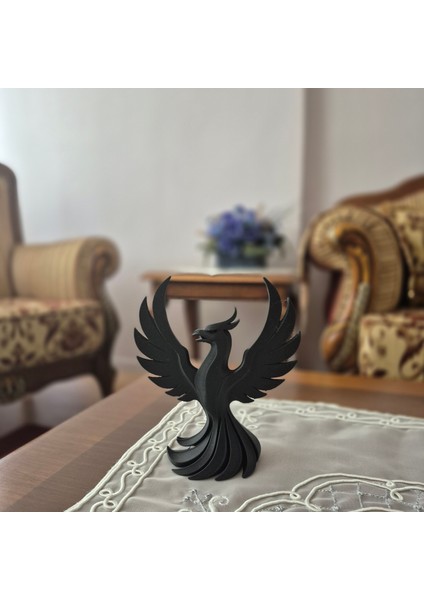 Siyah Anka Kuşu Biblo – Kanatlarını Açmış Dekoratif Figür, Modern 3D Baskı Tasarım, Ev ve Ofis Aksesuarı modelleri