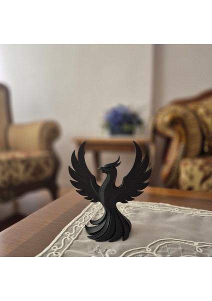 Siyah Anka Kuşu Biblo – Kanatlarını Açmış Dekoratif Figür, Modern 3D Baskı Tasarım, Ev ve Ofis Aksesuarı fırsatları