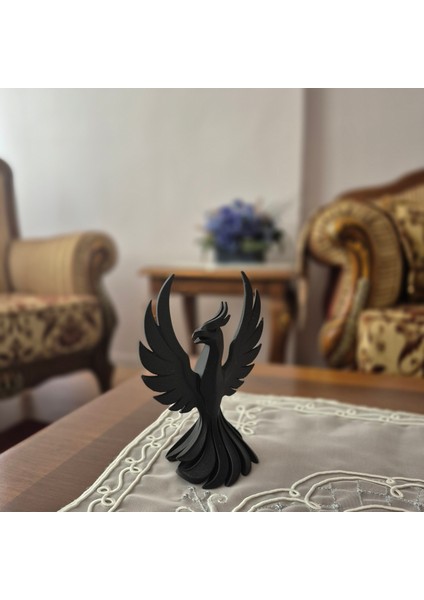 Siyah Anka Kuşu Biblo – Kanatlarını Açmış Dekoratif Figür, Modern 3D Baskı Tasarım, Ev ve Ofis Aksesuarı indirimleri