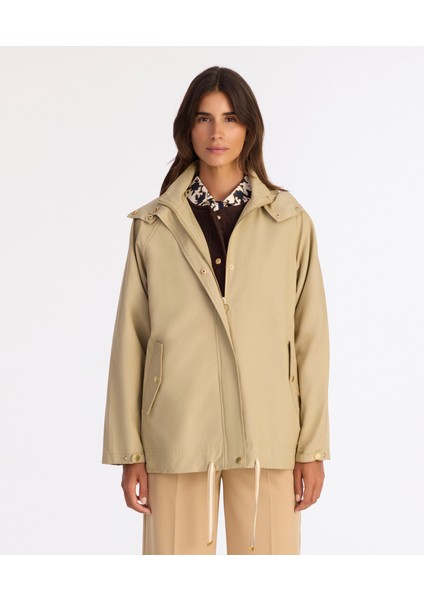 Loose Kapüşonlu Yaka Uzun Kol Yağmurluk modelleri