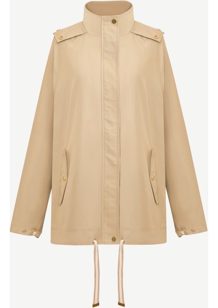 Loose Kapüşonlu Yaka Uzun Kol Yağmurluk indirimleri