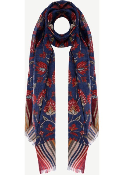 Çiçek Desenli Yün Şal