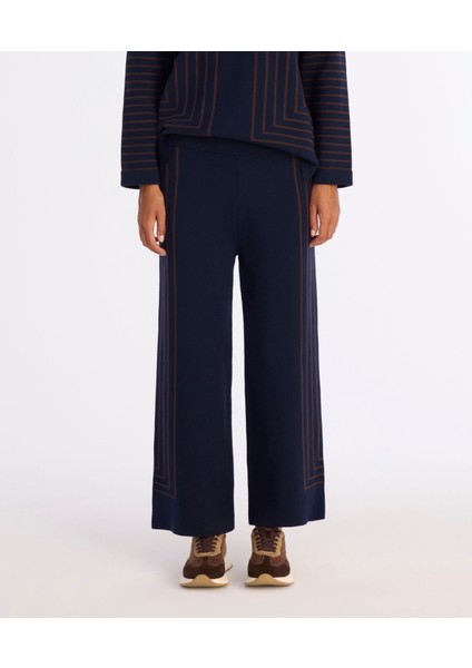 Çizgili Rakat Kalıp Triko Pantolon modelleri