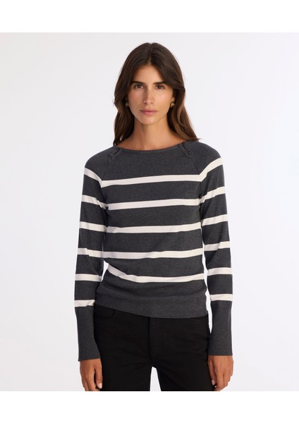 Regular Kayık Yaka Uzun Kol Kazak