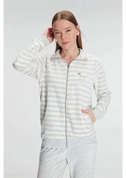 Pamuklu Uzun Kollu Fermuarlı Sweatshirt ve Pantolon Takım Pijama Takımı fiyatları