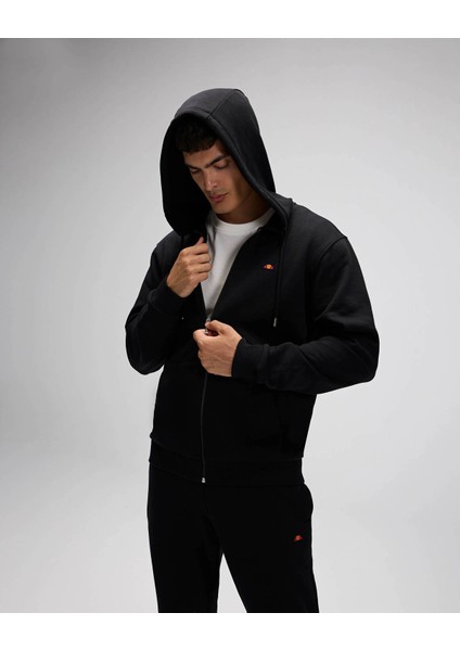 Fermuarlı Kapüşonlu Siyah Erkek Sweatshirt EM581