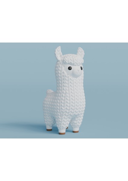 Beyaz Lama Biblo – Sevimli Dekoratif Obje, 3D Baskı Modern Tasarım, Çocuk Odası ve Masa Üstü