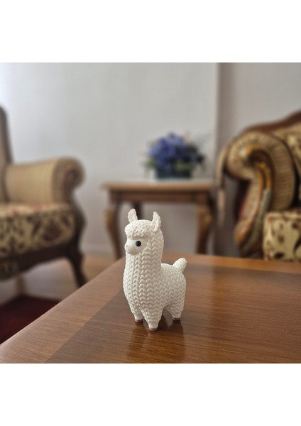 Beyaz Lama Biblo – Sevimli Dekoratif Obje, 3D Baskı Modern Tasarım, Çocuk Odası ve Masa Üstü indirimleri