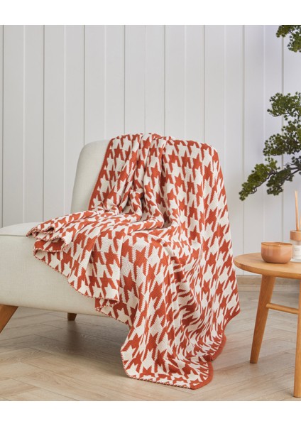 Houndstooth Koltuk Şalı 130X170 cm Turuncu fiyatları