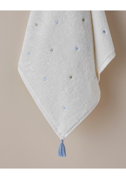 Petite Dot Pamuk Püsküllü Yüz Havlusu 50X80 cm Yeşil-Mavi fiyatları