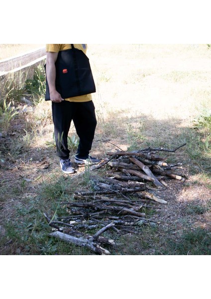 ® Woodie™ Siyah Su Geçirmez Oxford Odun Taşıma Çantası | Kamp ve Şömine Kullanımı Için