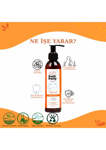 Petitpatty Fish Oil 200ML Kedi ve Köpekler Için Omega 3 ve 6 Içerikli Balık Yağı fiyatları