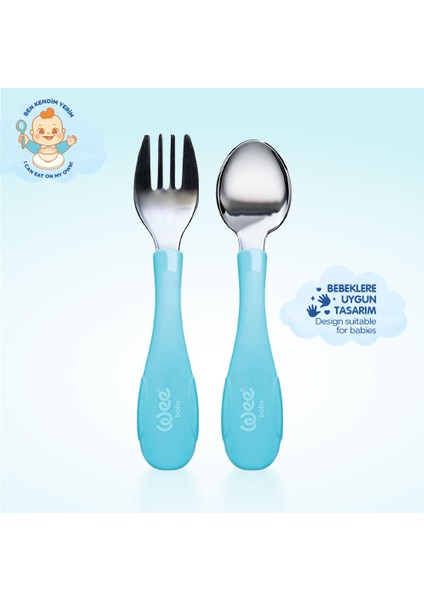 Paslanmaz Çelik Kaşık Çatal Seti Mavi modelleri
