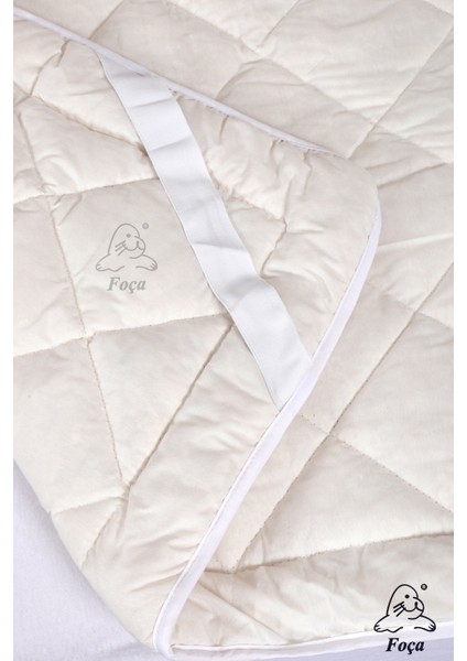 Tek Kişilik Yün Alez – Lastikli Pamuk Kumaş, Isı Dengeleyici ve Hijyenik, Kışın Sıcak Tutan, Beyaz