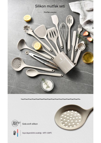 Silikon Yapışmaz Kürek Kaşık Yoğun Kaşık Mutfak Aletleri 15 Adet Set (Yurt Dışından) fiyatları