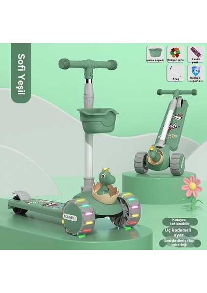 Bebek Çocuk Scooter Katlanabilir Flaş Tekerlekli Scooter Yo-Yo Oyuncak Araba-A (Yurt Dışından)