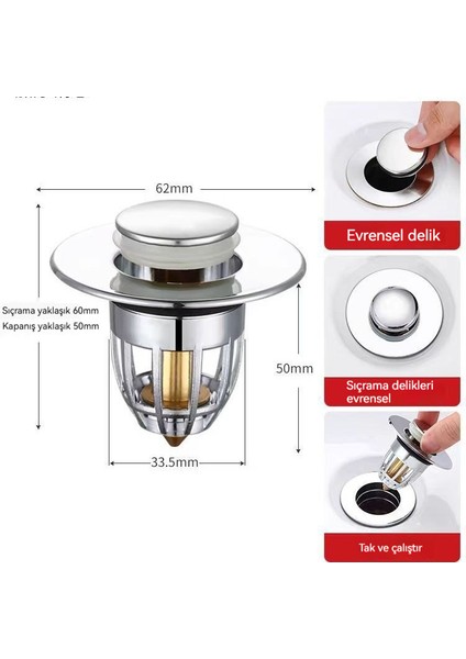 Lavabo Sızıntı Tıpası Basma Tipi Sıçrama Çekirdek Koku Önleyici Huni Filtre Drenaj Evrensel Tip (Yurt Dışından) fiyatları
