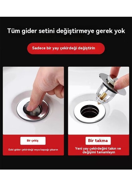 Lavabo Sızıntı Tıpası Basma Tipi Sıçrama Çekirdek Koku Önleyici Huni Filtre Drenaj Evrensel Tip (Yurt Dışından) modelleri