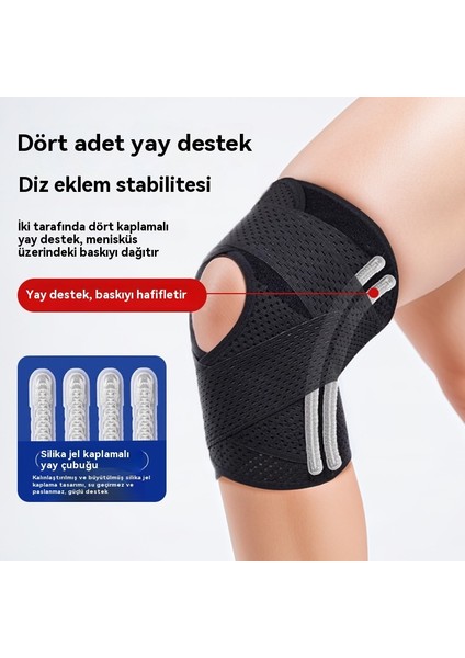Menisküs Hafif Nefes Alma Diz Desteği Spor Yay Desteği Kaymaz Basınçlı Diz Desteği 1 Adet (Yurt Dışından)
