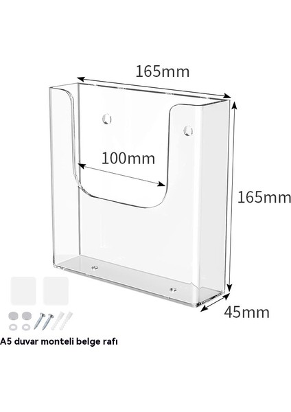 Dosya Rafı Şeffaf Duvara Monte Broşür Depolama Rafı Broşür Rafı-A4 A5 (Yurt Dışından)