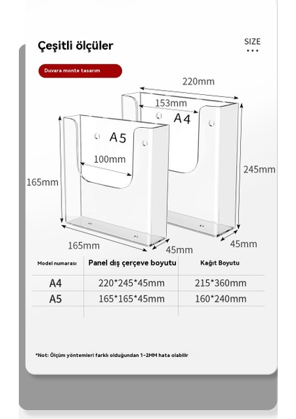 Dosya Rafı Şeffaf Duvara Monte Broşür Depolama Rafı Broşür Rafı-A4 A5 (Yurt Dışından) fiyatları