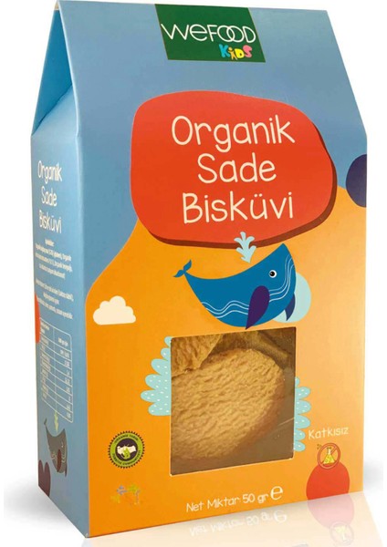 Kids Organik Tereyağlı Sade Bisküvi 50 g – Buğday Unu ve Elma Suyu Konsantreli Katkısız Çocuk Atıştırmalığı