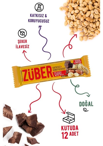 Yer Fıstıklı ve Kakaolu Meyve Bar 40gr X 12 Adet fiyatları