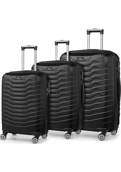 ABS Şifreli Kilitli 360° Döner Tekerlekli Siyah 3'lü Valiz Seti – Dayanıklı ve Hafif Seyahat Çantaları fırsatları