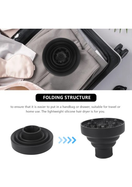 Evrensel Katlanabilir Saç Kurutma Makinesi Difüzör Eki Katlanabilir Taşınabilir Seyahat Katlanır Tasarım Çoğu Saç Kurutma Makinesine Uygun-Siyah (Yurt Dışından) fırsatları
