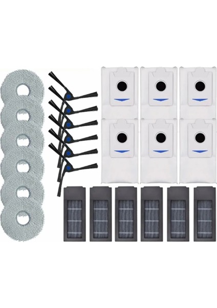 24 Adet Yedek Parçalar Deebot X2/x2 PRO/DEX86 Robotlu Süpürge Yan Fırça Filtre Toz Torbası Paspas Bezi (Yurt Dışından)